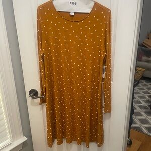 Old Navy Mustard Polka Dot Midi Dress